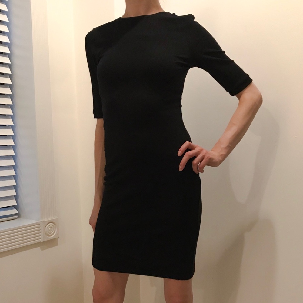 NEW Topshop Fitted Black Modern Sheath Bodycon Dress XS / US 6 UK 10 Euro 38